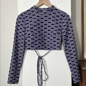 Zara Purple and Black Geometric Blouse